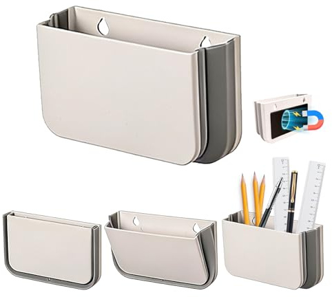 Foonary Porte-stylo magnétique pliable – Organisateur de réfrigérateur épais pour stylo/marqueur, porte-stylo blanc pour tableau blanc et casier