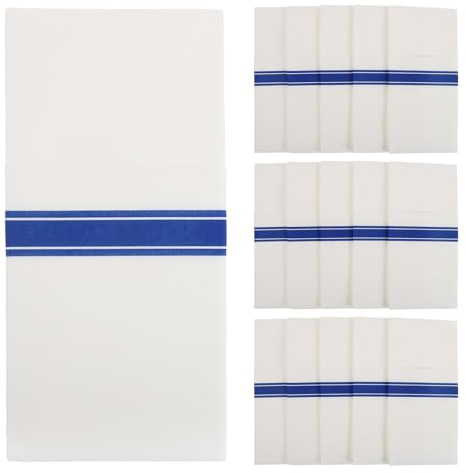 COLLBATH 50 tovaglioli da cena prepiegati con tasca per posate integrata - Tovaglioli di carta usa e getta con bordo blu per posate, matrimoni, feste, baby shower