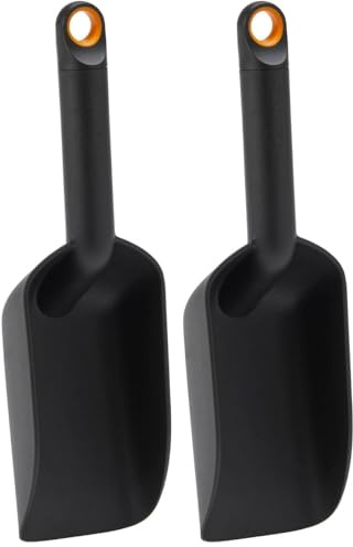 Fiskars Handschaufel mit extra hohem Rand, Länge: 29,1 cm, Kunstharz, Schwarz/Orange, 1071303 (Packung mit 2)