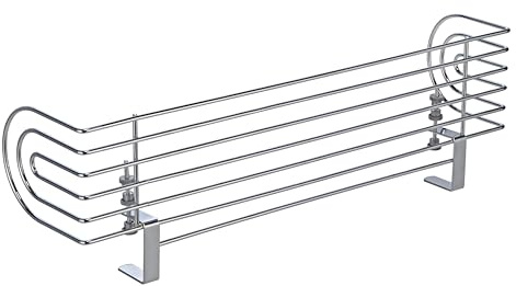 Herdschutzgitter Metall verchromt – ca. 60x14x18,5cm – ohne Bohren & Werkzeug montierbar – Kinder Herdschutz mit Seitenschutz – rutschfest & stabil