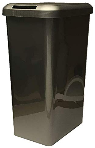 45 Litre Touch Top Kitchen Bin Rubbish Paper Waste Can Dustbin Rectangle Plastic (Silver)