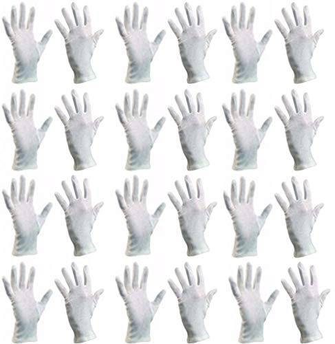 Baumwollhandschuhe (24 Stück) Schutzhandschuhe, Baumwolle Handschuhe, Stoffhandschuhe, Cotton Gloves, Arbeitshandschuhe, Sporthandschuhe | Damen Herren Kinder | Größen XS, S, M, L, XL, XXL (6/XS)