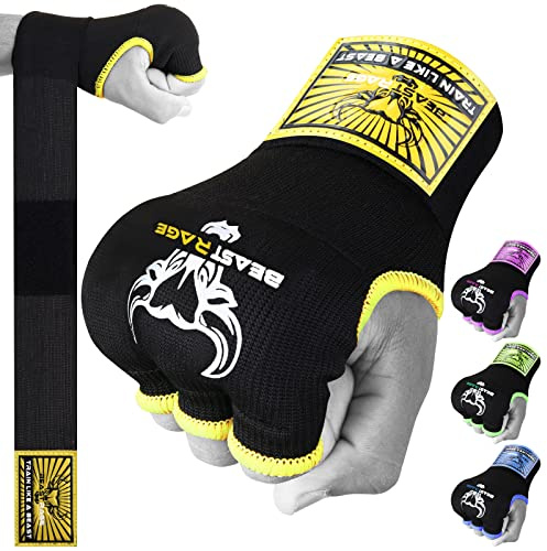BEAST RAGE Boxning wraps handgelhandskar MMA 75 cm lång wrap vadderad elastisk snabb boxning boxningssäck träning thai handlinda set UFC bandage för män damer barn