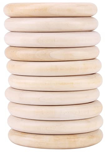 Wood Teething Rings 10Pcs Baby Infant Teether Wooden Bracelet DIY Craft Pacifiers Teethers Relief Accessories Pendant Connector