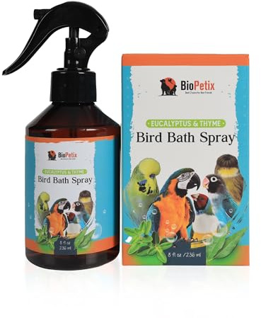 BioPetix Bird Bath Spray for Parrots & All Birds – Helps Soothe Dry, Itchy Skin & Support Healthy Feathers – Herbal Eucalyptus & Thyme Formula, No Essential Oils – 8 Fl Oz Bird Mist