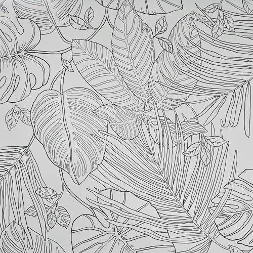 Canopy Leaves Grey & Black Tropical Wallpaper 283173