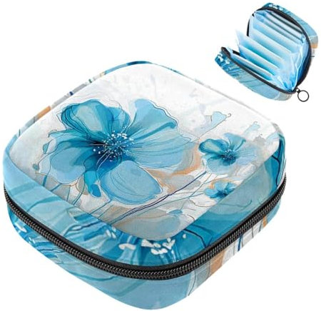 Borsa mestruale,Sacchetto di immagazzinaggio del tovagliolo sanitario,Fiori di fiori in pastello,Porta tamponi per borsa
