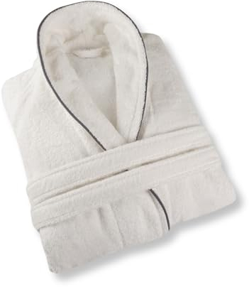 ELEVAVIDA Herren Bademantel aus kuscheliger Baumwolle weiß - extra weich und bequem - Größe L - Frottee Sauna Bademantel - OEKO-TEX zertifiziert