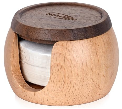 IKAPE Espresso Coffee Accessories, 200pcs 53.3MM Paper Filters, Replacement Espresso Puck Paper Filters with a Wooden Storage Holder, Compatible with Breville 54mm Portafilter Basket