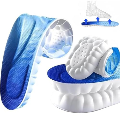 4d Memory Foam Insoles Men, Cloudy Insoles for Mens & Women, Memory Foam Gel Shock Absorbing Plantar Fasciitis Arch Support Insole for Work Boots Men, Shoe Inserts Insole for Hiking & More (UK 9-10)