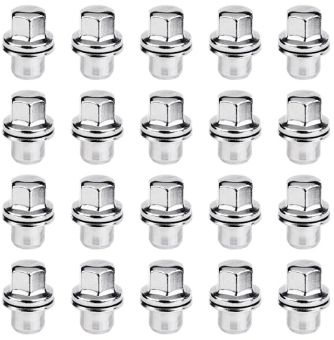 Bohaner 20Pcs M14x1.5 Wheel Nuts 22mm Hex Alloy Wheel Nuts Chrome Closed End M14x1.5 Lug Nuts with Floating Captive Washers LR068126 RRD500290 for Range Rover Sport Discovery 3&4 Range Rover L322