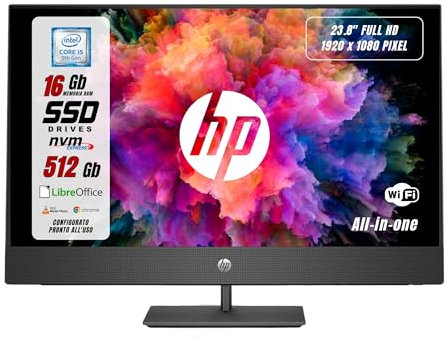 HP ProOne, All In One Pronto all'uso, Display 23,8 FHD, Borderless, Intel i5-9500 6 Core 3.0Ghz, Ram 16GB SSD 512GB W11, Libre Office (Ricondizionato)