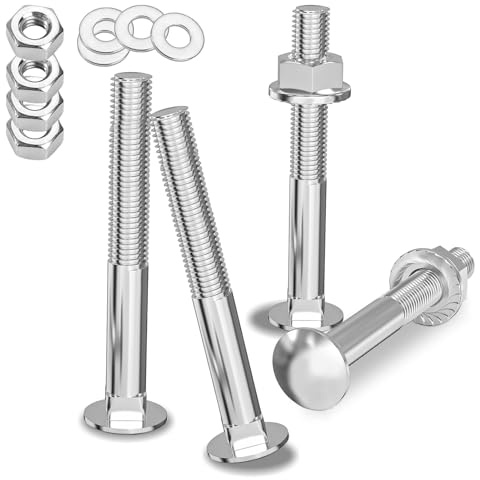 25 Piezas Tornillos de Bloqueo, Cabeza Redonda Plana con Ángulo Cuadrado M8 x 60, Tornillos de Cabeza Cilíndrica con Tuercas Hexagonales y Arandelas