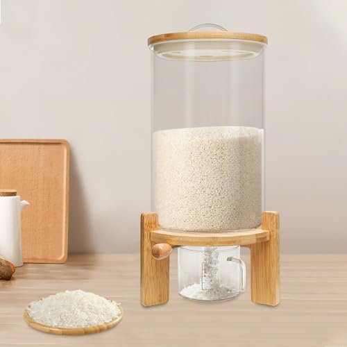 YNAADYH Distributore di riso 7,5 l di farina d'avena, contenitore per grani di vetro, serbatoio di immagazzinaggio in vetro, contenitore di riso, 7,5 l
