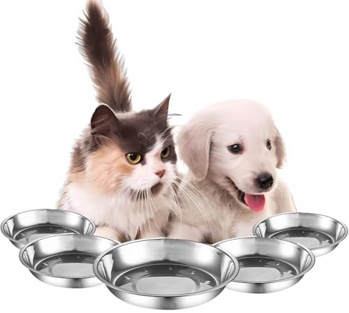 Jsleid 5 Piezas Cuencos de Acero Inoxidable para Gatos, 14cm Cuencos para Perros Pequeños, para Gatos o Perros, para Mascotas Pequeñas