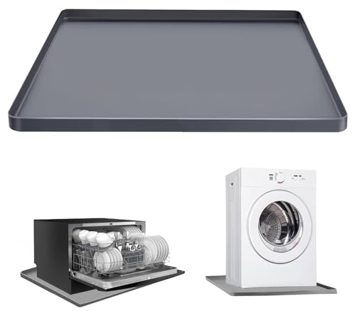 Chris.W Washing Machine Drain Pan 27x27 Inch – Waterproof Silicone Washer Tray for Floor Protection, Anti-Vibration Non-Slip Mat, Under Washer Drip Catcher