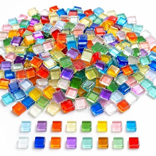 500 Grams Crystal Glass Mosaic Tiles - Multicoloured DIY Craft Kit, Suitable for Mosaic Tiles Arts and Crafts, Bathroom and Kitchen Home