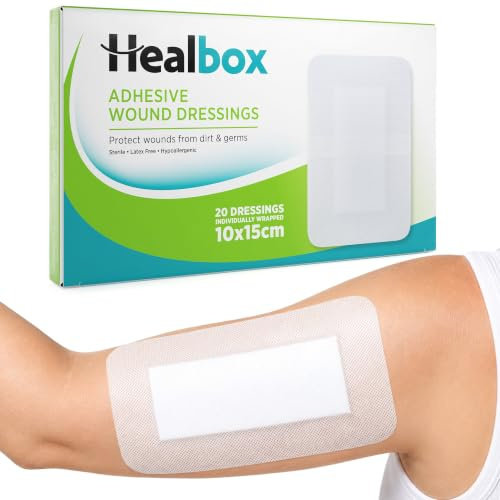 Healbox Apósitos Adhesivos para Heridas 10 cm x 15 cm – Caja de 20