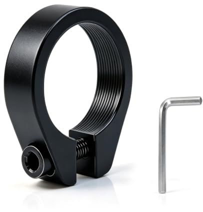 Sadelklämma – robust klämfäste i aluminium för sadelstolpe, stabil sadelfäste för MTB, landsvägscyklar och vandringscyklar, enkel montering, svart