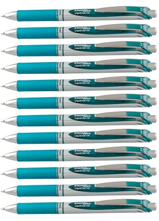 EnerGel XM Retractable Turquoise Ink Rollerball Pen (Pack of 12)