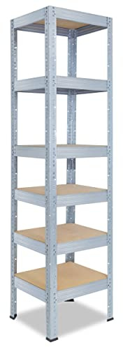 shelfplaza Pro 230x40x40 cm Schwerlastregal in verzinkt mit 6 Böden und 166 kg Traglast pro Boden