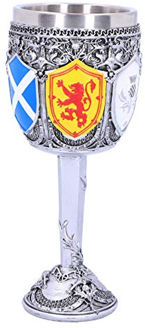 Nemesis Now B4697P9 Goblet of The Brave Scottish Shield Chalice 17cm, Resin w. Stainless Steel, Silver,White