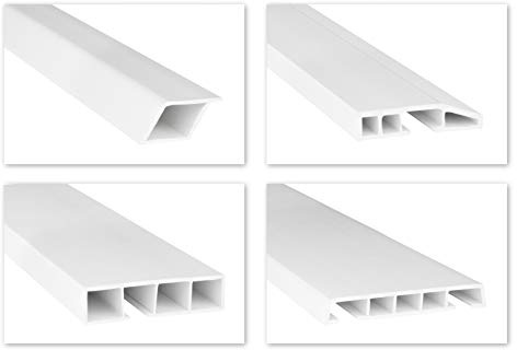 HEXIM Fenster/PVC Deckleisten Sonderformen - speziellen Hohlkammerprofile mit abgeschrägten Kanten und zum Klipsen, wahlweise mit Schaumkleband - 2 Meter je Leiste (34x16mm, HJ 425-SKS)