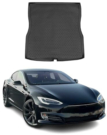 OMAC Tapis De Coffre Compatible avec Tesla Model S 2014-2020 en Caoutchouc Noir