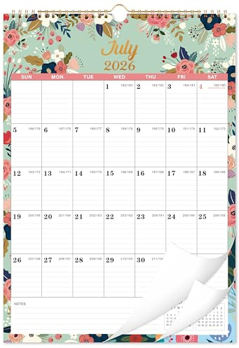 Calendar 2026-2027- Wall Calendar 2026-2027, 18 Monthly Calendar from Jul. 2026 - Dec. 2027, 12 x 17, Wall Calendar With Twin-Wire Binding - Green
