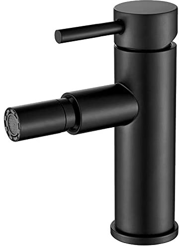 VALAZ Grifo Bidet Negro Mate | Grifo Monomando Lavabo, Mezclador Agua Fría y Caliente, Ahorro de Agua | Instalación Facil y Rápida | Latón, Inoxidable, Elegante, Redondo, Serie Jabalon