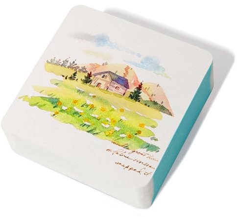 LIGHTWISH Quadratisches Aquarellpapier, 100% Baumwolle, säurefrei, kaltgepresst, Aquarell-Skizzenbuch, 60 Blatt, 9 x 9 cm, klebstoffversiegeltes Papier auf beiden Seiten