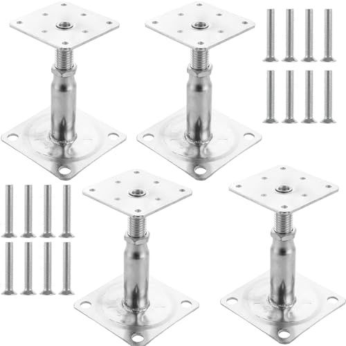 SENENQU 4 stycken 100–150 mm stolpe, justerbar höjd, galvaniserat stål, 75 x 95 mm, justerbar stolpe, stöd för betong, stödfot för staket, staket, carports, pergolor