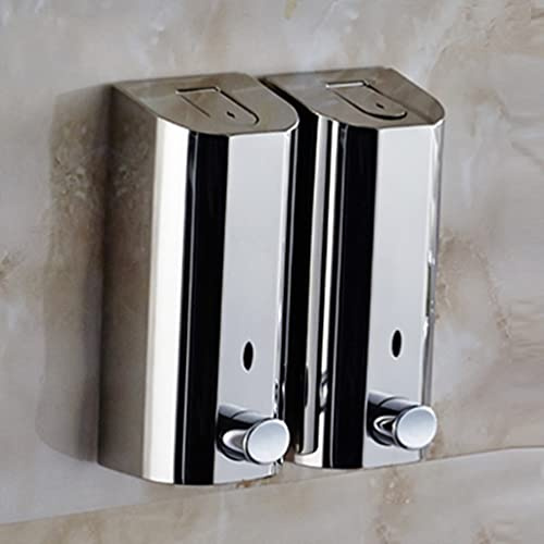 Dispenser di sapone doppio in acciaio inox a parete Shampoo Gel doccia disinfettante per le mani Pompa Bagno Organizzatore