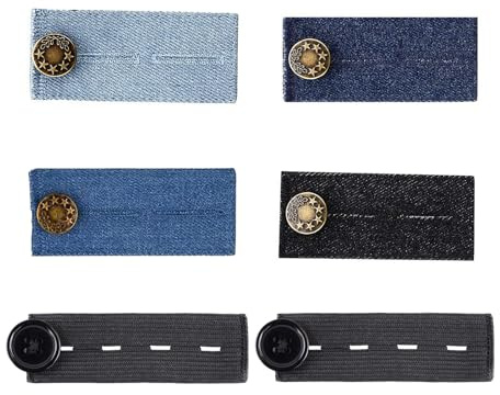 Estensori per Pantaloni Jeans Bottone di Estensione, 6 Pezzi Estensori a Bottone per Jeans e Pantaloni Estensori per Cintura Bottone Regolabile Estensione Della Vita Jeans, Gonna, Fascia Addominale