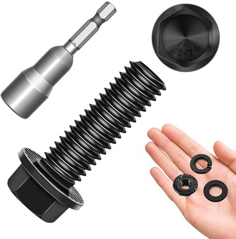 10 viti esagonali M6 x 25, viti a flangia, in acciaio inox A2 V2A, esagono esterno, ossido nero, filettatura completa, rondelle, anelli a molla e dadi/viti con punta esagonale