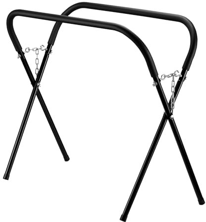 Wiltec Cavalletto da Lavoro a X, Max 50 kg, Pieghevole, Regolabile con Catene