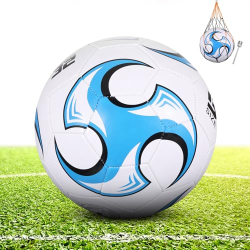 pwavum Fußball Größe 4, Fußball Kinder Unisex, Professioneller FußBall Leder Größe 4, Training Fusball, Outdoor-Indoor Fußbälle für Jugendliche und Erwachsene