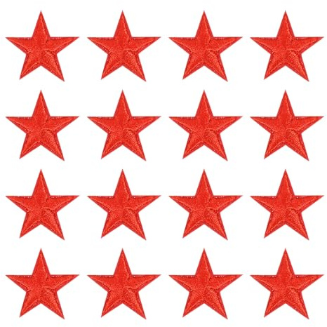 QUARKZMAN 16 Stück Patches zum Aufbügeln, 29mm Sternen Flicken zum Aufbügeln, DIY Aufnäher zum Aufbügeln Zufällig Bügelbilder für Rucksäcke Hosen Kleidung Jeans Jacken Hüte, Rot