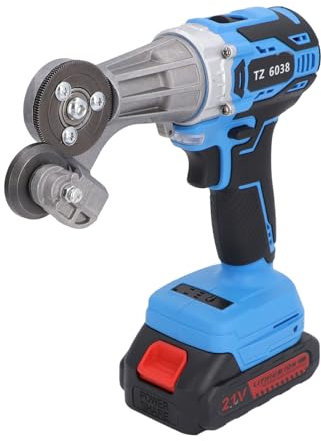 Cizalla de Metal Eléctrica Inalámbrica con Cabezal Giratorio para un Corte Suave Hierro Aluminio Acero PVC Cartón Luz LED Batería Recargable de 2500 MAh [Herramienta de Corte