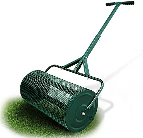 Épandeur de compost de 70 cm – Épandeur de fumier léger pour pelouse et jardin avec poignée en forme de T améliorée pour une application facile de la terre végétale et l'entretien du jardin