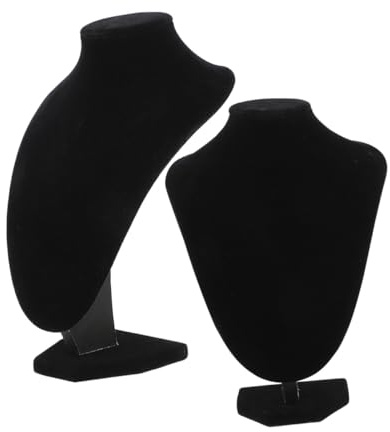 VALICLUD 2 Stück Teiliges Halsketten Display mit Samtigem Stabilem Schmuckhalter in Realistischer Kopf Halsbustenausführung Eleganter Schmuckständer für Organisierte Präsentation und