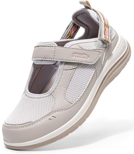 FitVille Sandalias Mary Jane Mujer Ancho Extra Zapatos de Verano Cierre Ajustable, Ligeras y Transpirables, Ideales para Pies Anchos, Caminar y Viajes