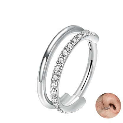 GAZIL Piercing de Nariz de Titanio G23 con Zirconia – Aro Hipoalergénico para Septum, Helix, Conch, Nostril, Tragus y Cartílago