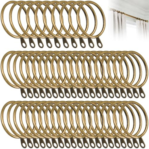 50 Piezas Anillos Cortina Metal con Ojales, Anillas Cortina Diámetro Resistente Interno 38mm, Aro Anillos Barras Cortinas Ducha Latón Metálicos Dorado para Colgar Cortinas Baños Dormitorios Barra