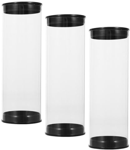 TOPBATHY 3 Piezas Estuche para Pelota de Golf, Caja de Recolección de Balones, PVC Negro, Transparente, para 3 Balones, para Exhibición en Casa y Tienda