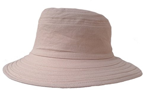 Damen Hut Leinenhut Kofferhut Reisehut Sonnenhut Sonnenschutz roll und faltbar Urlaub (Hellbeige)