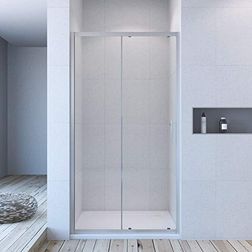 Duschtür Nische 110 cm Schiebetür Dusche Duschschiebetür Nischentür Nischenschiebetür Duschabtrennung Duschwand Glas 185 cm höhe