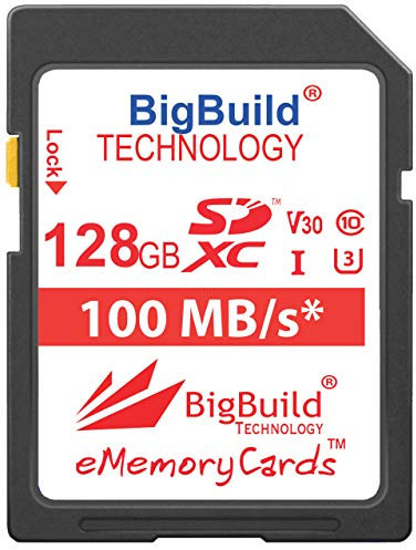 BigBuild Technology Tarjeta de memoria ultrarrápida U3 de 128 GB para cámara Canon EOS 250D, Canon EOS 90D, clase 10 SDXC