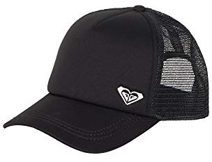 Roxy Women's Finishline Trucker Hat – 100% Cotton Adjustable Summer Cap with Mesh Back, Lightweight and Breathable Festival or Beach Style for Travel and Outdoors, Anthracite/Heart