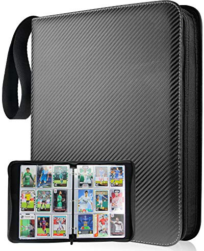 9-Pocket TONESPAC 900 Cards Binder, Double Sided Pocket with Removable Sheets PU Card Binder，Card Folder for Collectors Sports Cards Baseball Card Collection (Stripe Black)